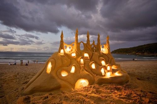 Sand sculptures along the beach of Barcelona Image