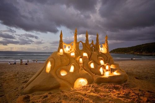 Sand sculptures along the beach of Barcelona