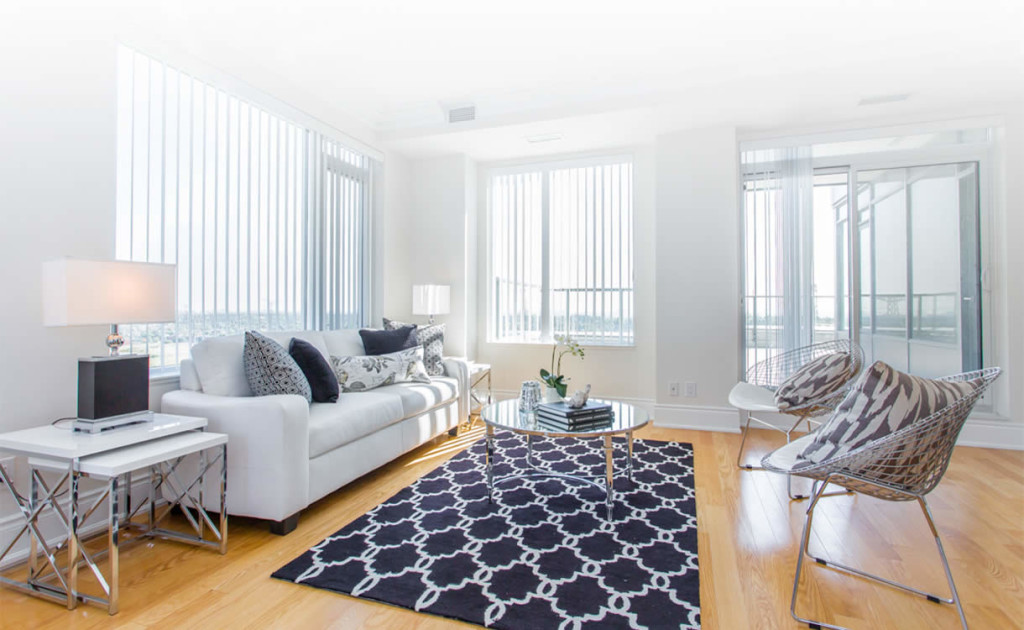 real estate photo showing monochrome decoration